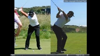 Jon Rahm golf swing  Long Iron faceon amp downtheline July 2017 [upl. by Barabas65]