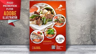 How To Design Food Flyer  Illustrator Tutorial [upl. by Aihsekram]