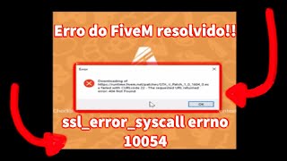 RESOLVIDO O ERRO DO FIVEM sslerrorsyscall errno 10054 [upl. by Noteek]