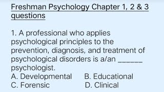 Freshman Psychology Chapter 12amp3 questions [upl. by Martha]