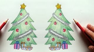 Tannenbaum zeichnen  Weihnachtsbaum zeichnen lernen  Malen lernen  Weihnachtsbilder malen [upl. by Elisabetta]