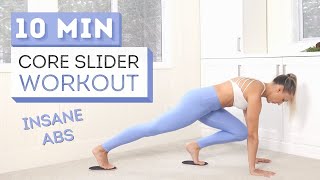 10 min INSANE CORE SLIDER WORKOUT  At Home  Toned Abs [upl. by Aicerg]