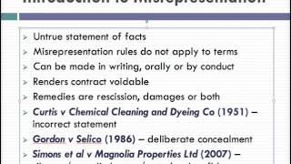 Misrepresentation Lecture 1 of 4 [upl. by Nirro]