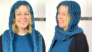 Chevron Hooded Scarf  Free Crochet Pattern [upl. by Sadoc]